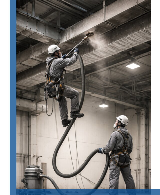 Обеспыливание потолочных конструкций в Сарове промышленным альпинизмом