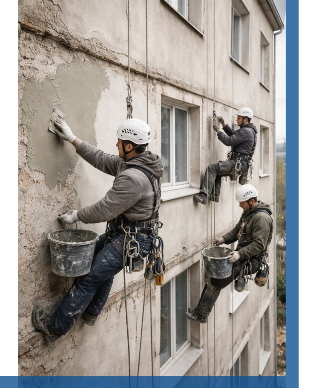 Ремонт штукатурного фасада в Сарове от 781 р. под ключ | ВЫСОТНИК-Сро