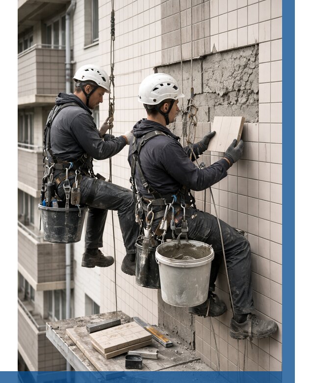 Ремонт облицовки фасада плиткой в Сарове от 1875 р. | ВЫСОТНИК-Сро