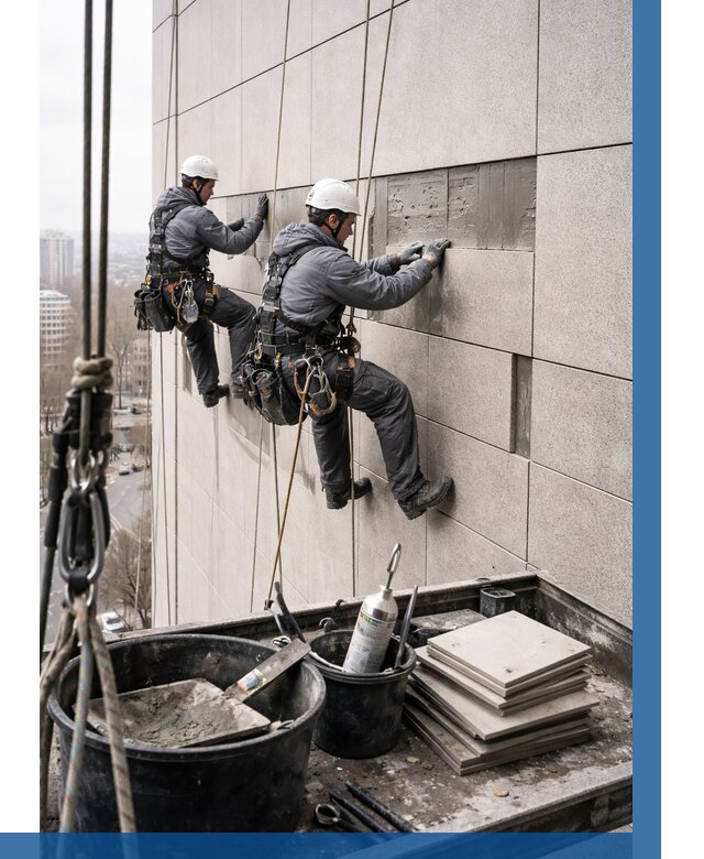 Ремонт фасада из керамогранита в Сарове от 2604 р. | ВЫСОТНИК-Сро