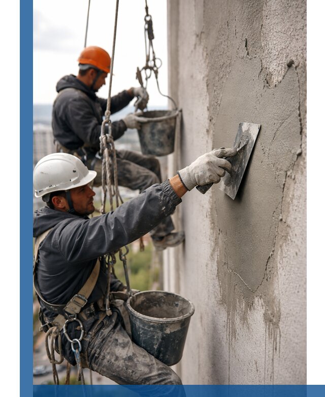 Штукатурка фасада на высоте в Сарове профессиональные работы