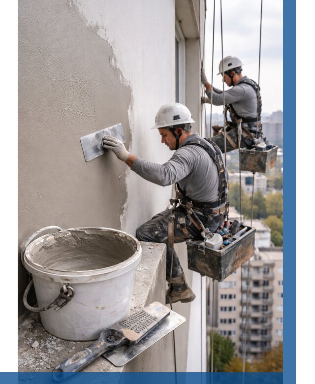 Шпаклевка фасада на высоте в Сарове от 729 р. | ВЫСОТНИК-Сро