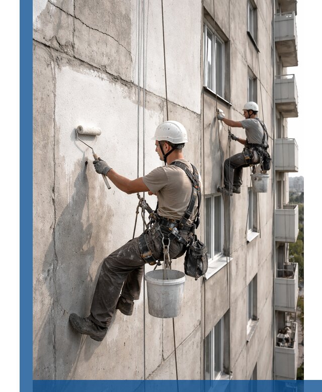 Покраска бетонного фасада в Сарове для жилых и промышленных объектов