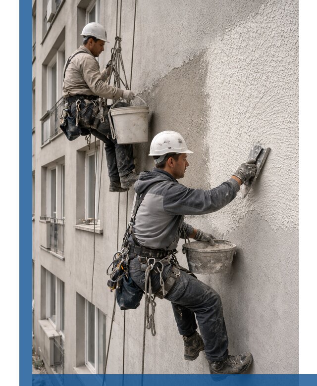 Нанесение декоративной штукатурки короед на фасад в Сарове