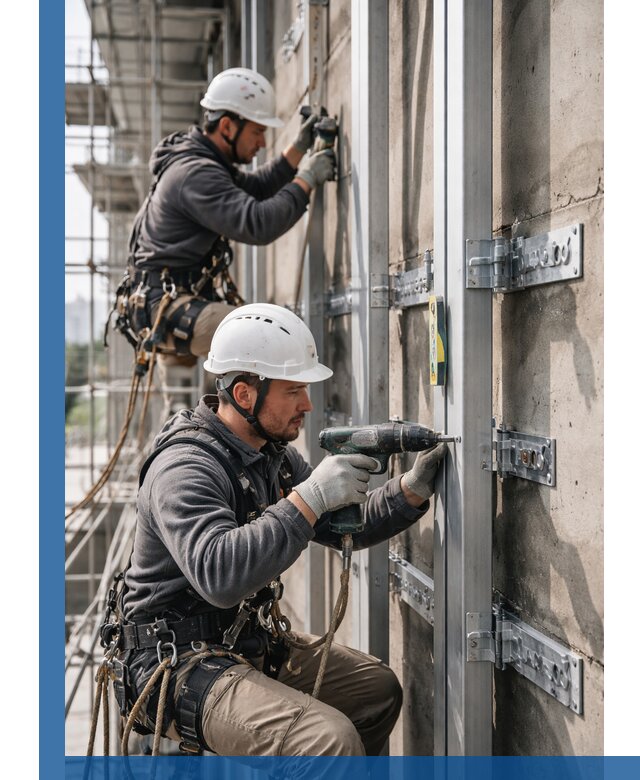 Монтаж и крепление подсистемы вентфасада в Сарове