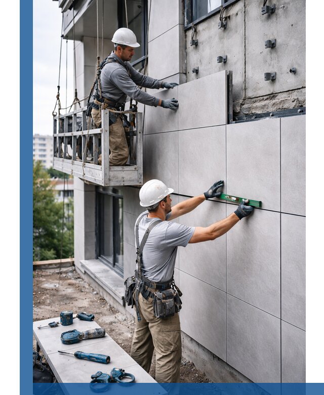 Монтаж керамогранита на фасад в Сарове под ключ с гарантией качества