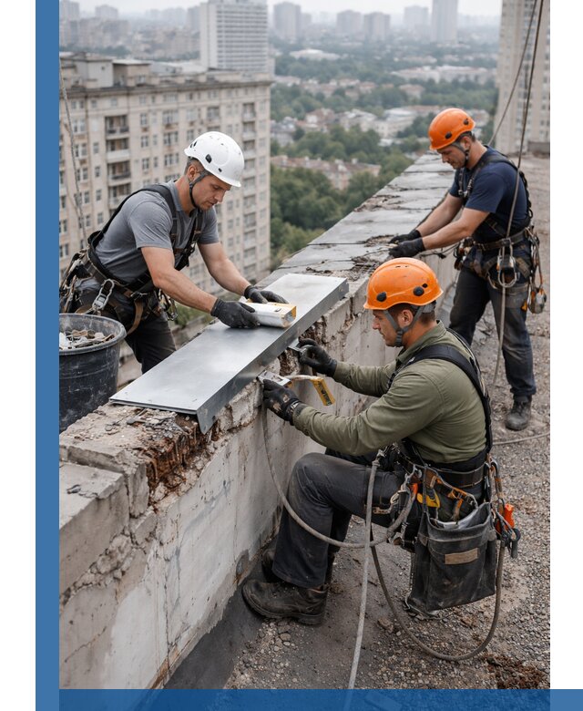 Ремонт парапета на кровле в Сарове, высотные работы с гарантией