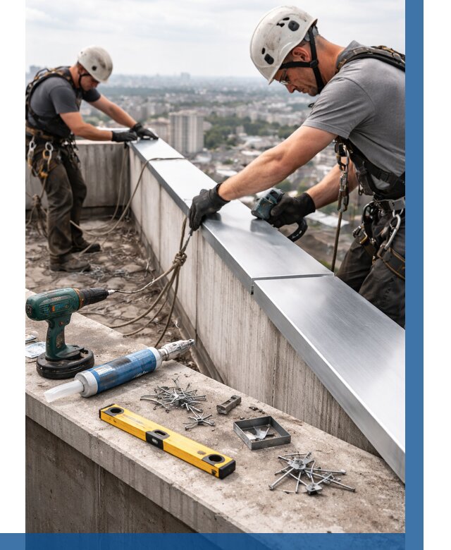 Монтаж парапетных крышек в Сарове от 833 р. | ВЫСОТНИК-Сро