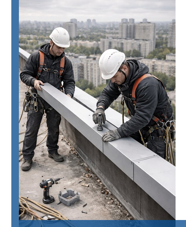 Монтаж парапетных крышек и ограждений кровли в Сарове