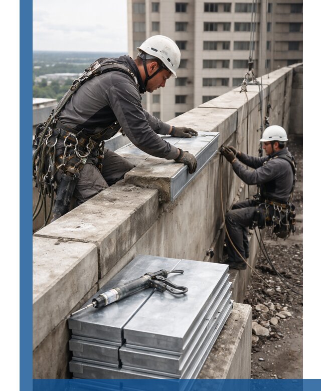 Замена парапетных крышек и установка новых в Сарове