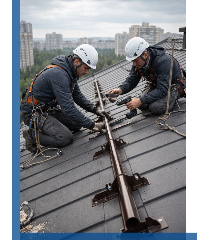 Монтаж снегозадержателей на кровле зданий в Сарове под ключ