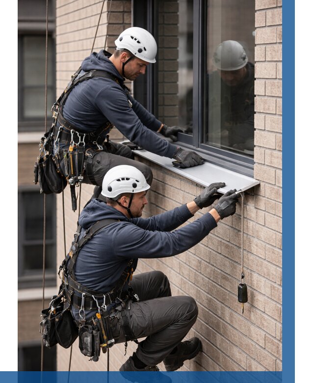 Монтаж оконных отливов под ключ в Сарове от 3645 р. | ВЫСОТНИК-Сро