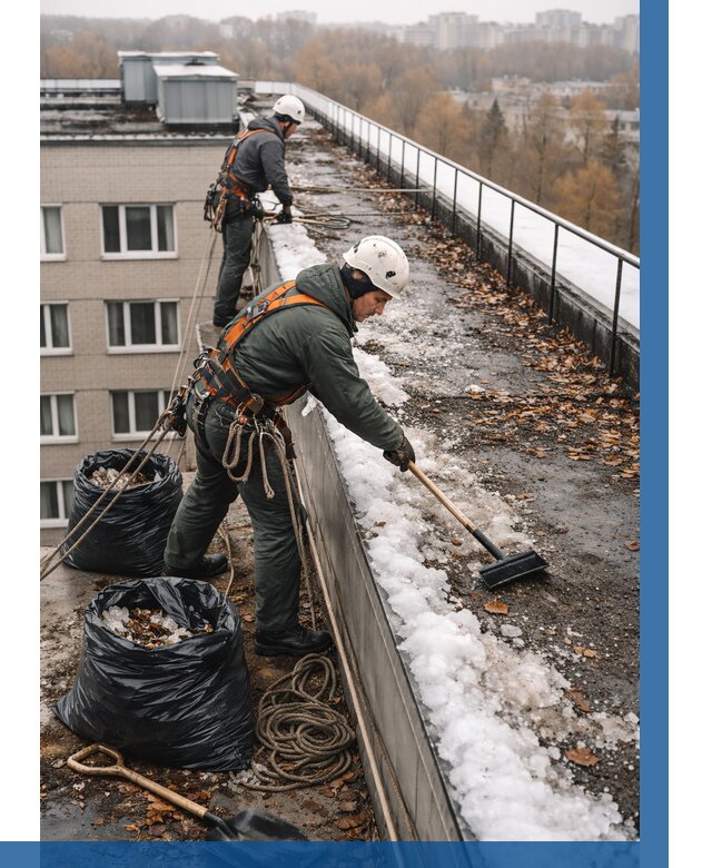 Очистка кровли по периметру в Сарове от 573 р. | ВЫСОТНИК-Сро