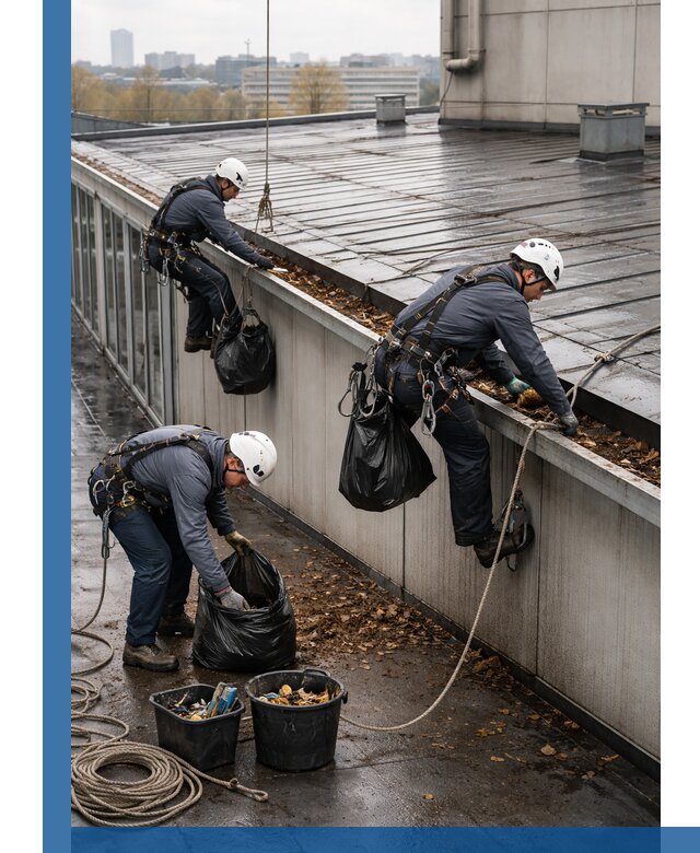 Очистка кровли по периметру в Сарове силами промышленных альпинистов