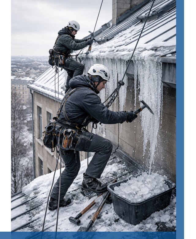 Удаление наледи с кровли в Сарове от 5728 р. | ВЫСОТНИК-Сро