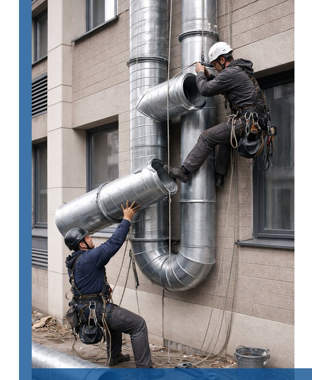 Монтаж фасадных воздуховодов в Сарове с герметизацией и крепежом