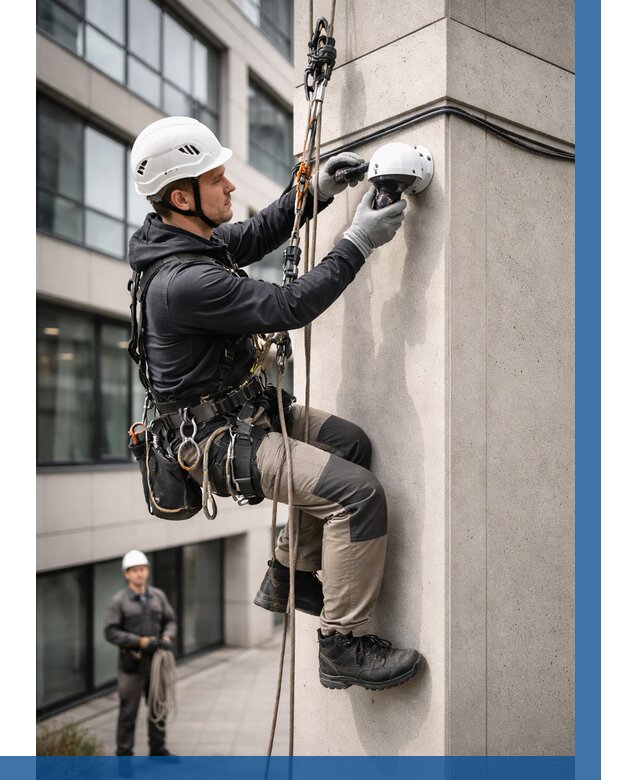 Монтаж камер видеонаблюдения на фасаде в Сарове от 8853 р.-ВЫСОТНИК-Сро