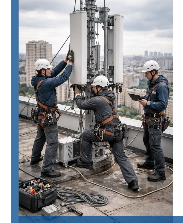 Монтаж антенн связи на крыше в Сарове с вводом в эксплуатацию