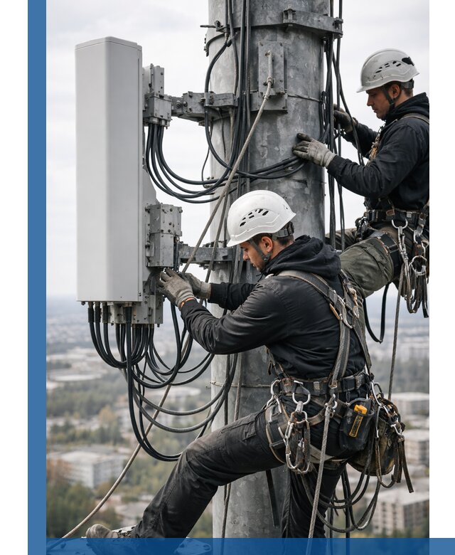 Монтаж оборудования связи на мачте в Сарове с пусконаладкой