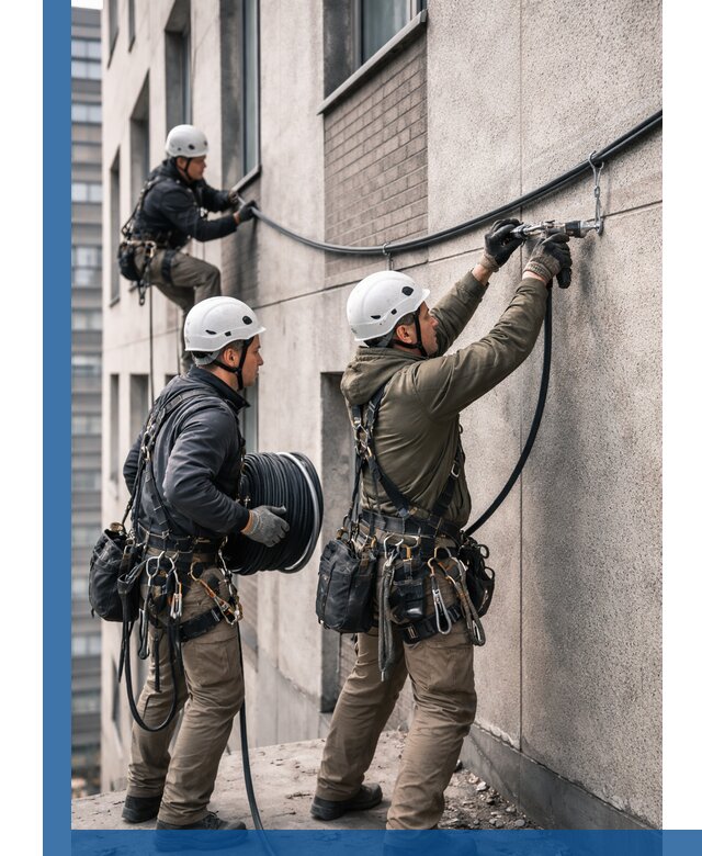 Прокладка кабеля по фасаду в Сарове, профессиональный монтаж