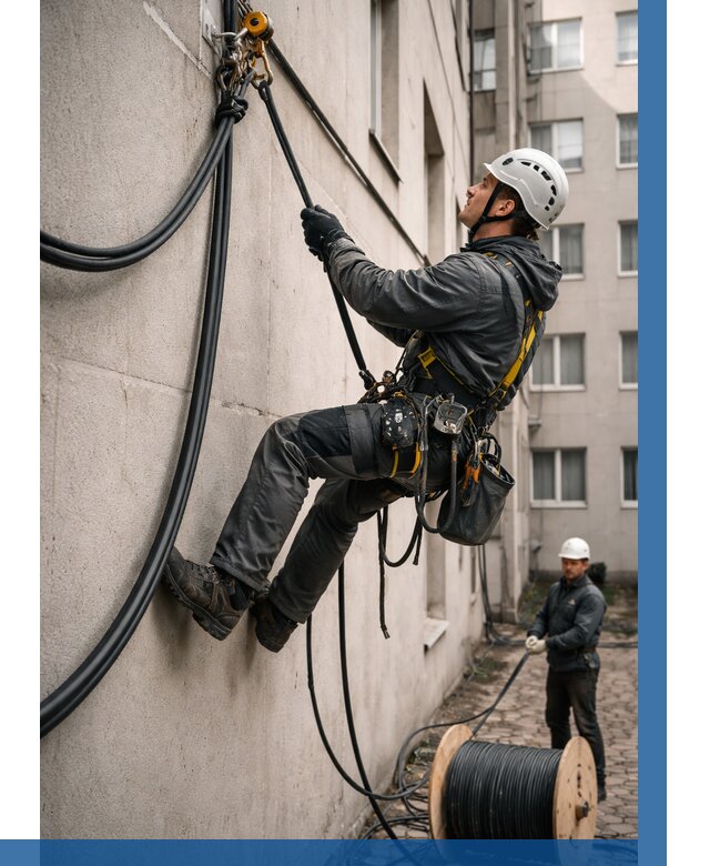 Протяжка кабеля питания на высоте в Сарове от 469 р. | ВЫСОТНИК-Сро