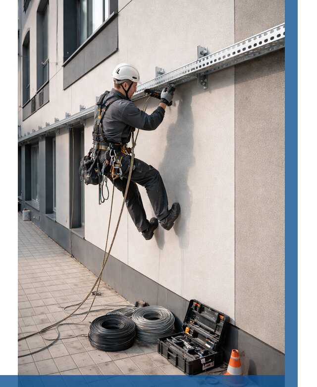 Монтаж кабельных лотков на фасаде в Сарове от 1250 р. | ВЫСОТНИК-Сро