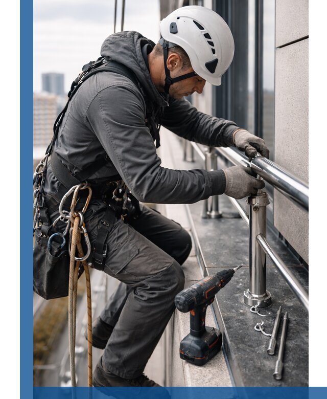 Монтаж ограждений на высоте в Сарове для зданий и конструкций