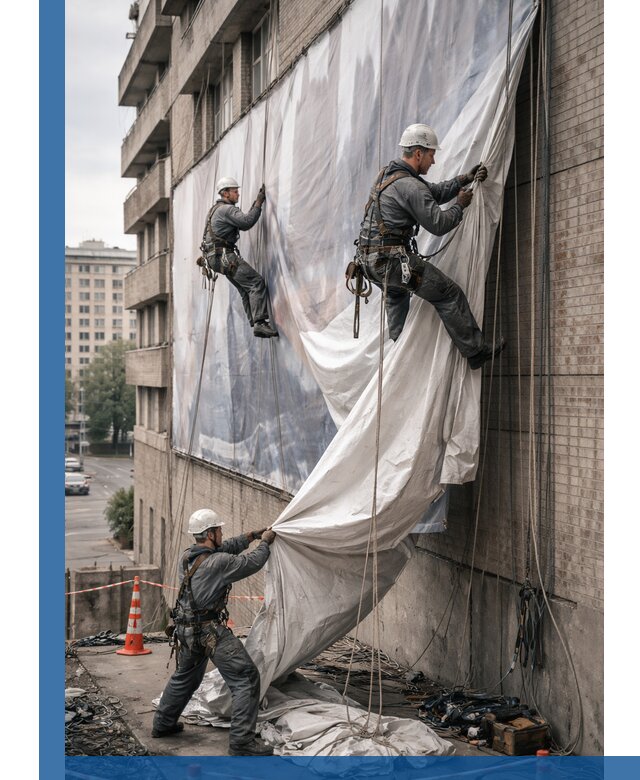 Демонтаж баннеров с фасада в Сарове оперативно и безопасно