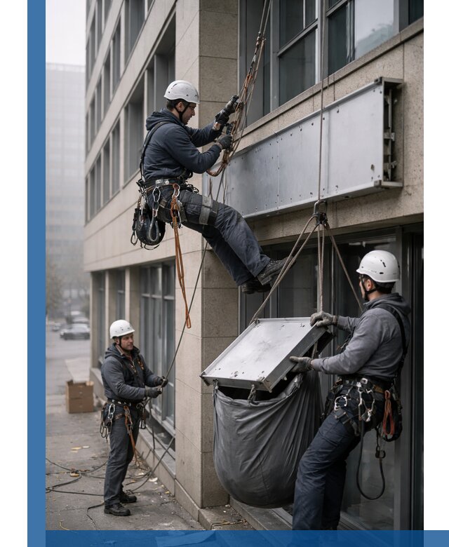 Демонтаж рекламной вывески с высотными работами в Сарове