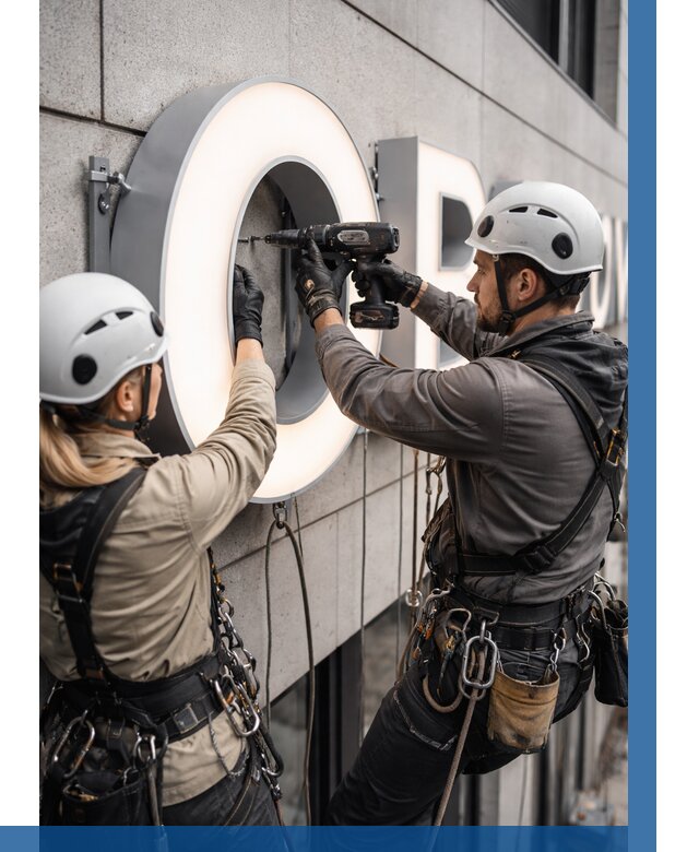 Монтаж световых букв в Сарове от 3125 р. под ключ ВЫСОТНИК-Сро