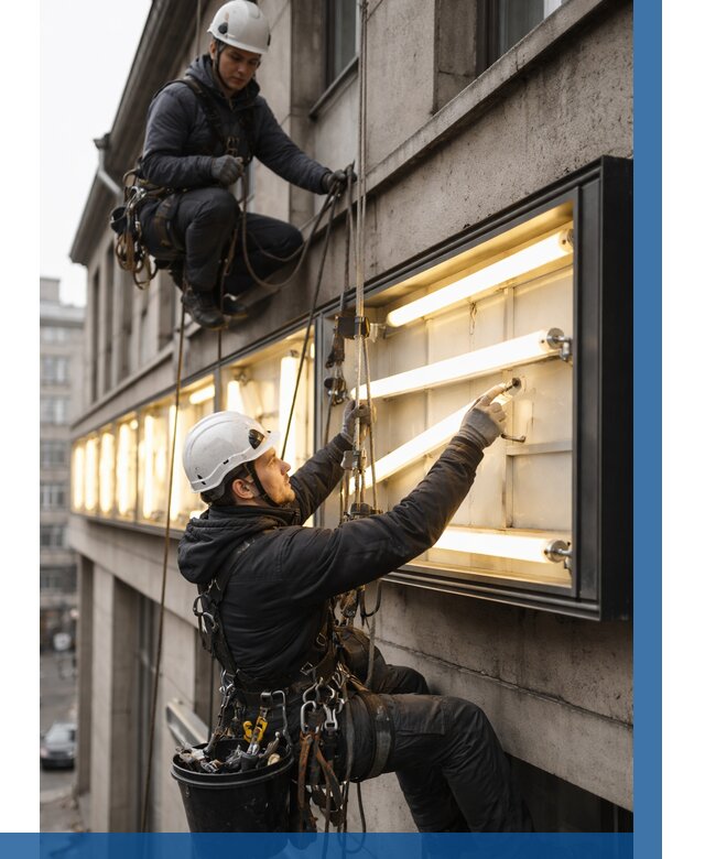 Замена ламп в вывеске в Сарове под ключ от 3645 р. | ВЫСОТНИК-Сро