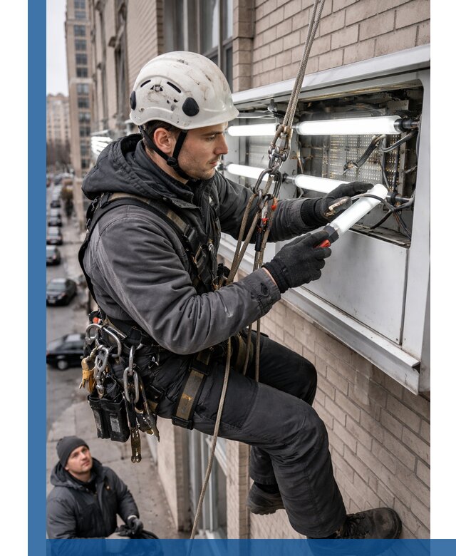 Профессиональная замена ламп в наружной вывеске в Сарове