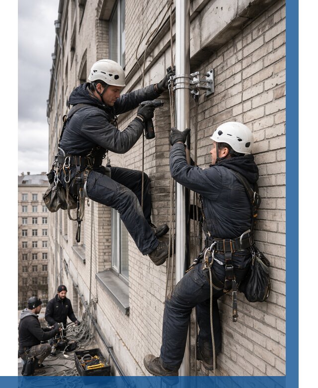 Монтаж флагштока на здании в Сарове от 6770 р. | ВЫСОТНИК-Сро