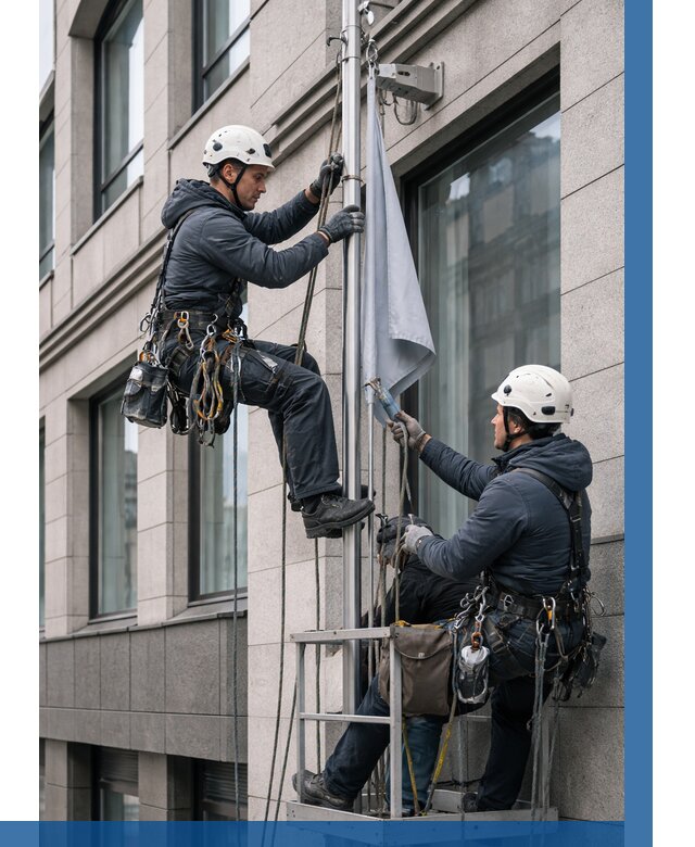 Установка флагов на фасаде в Сарове от 4687 р. | ВЫСОТНИК-Сро