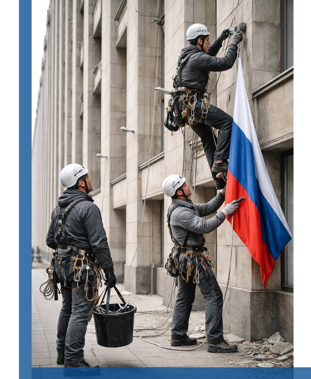 Профессиональная установка флагов на фасаде в Сарове