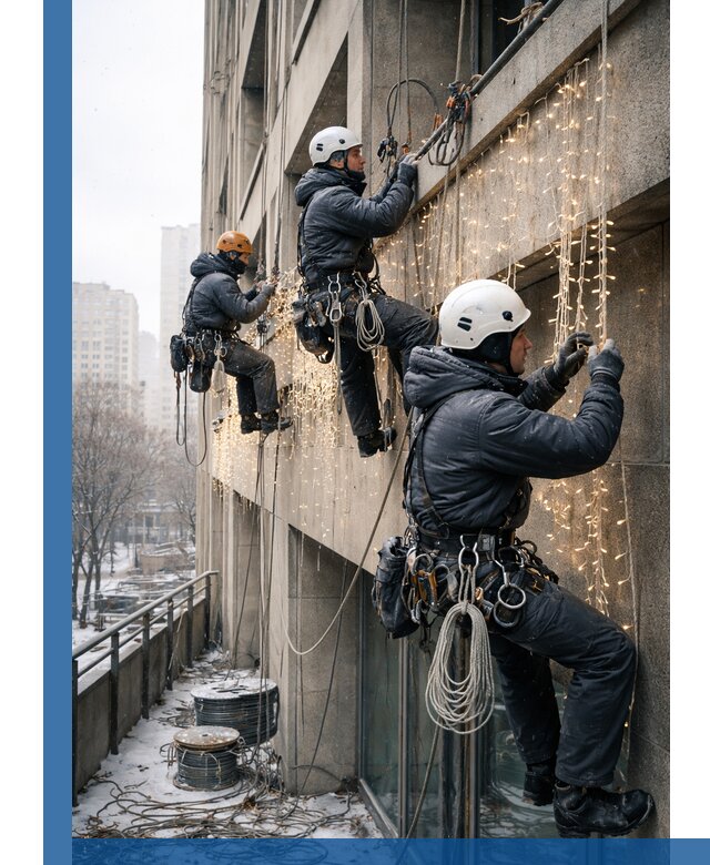 Монтаж новогодней иллюминации и украшение фасадов в Сарове