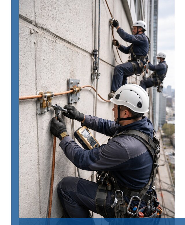 Монтаж системы заземления здания и молниезащиты в Сарове