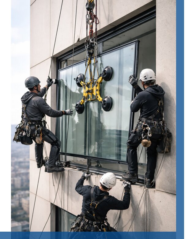 Монтаж стеклопакетов на высоте в Сарове от 3333 р. | ВЫСОТНИК-Сро