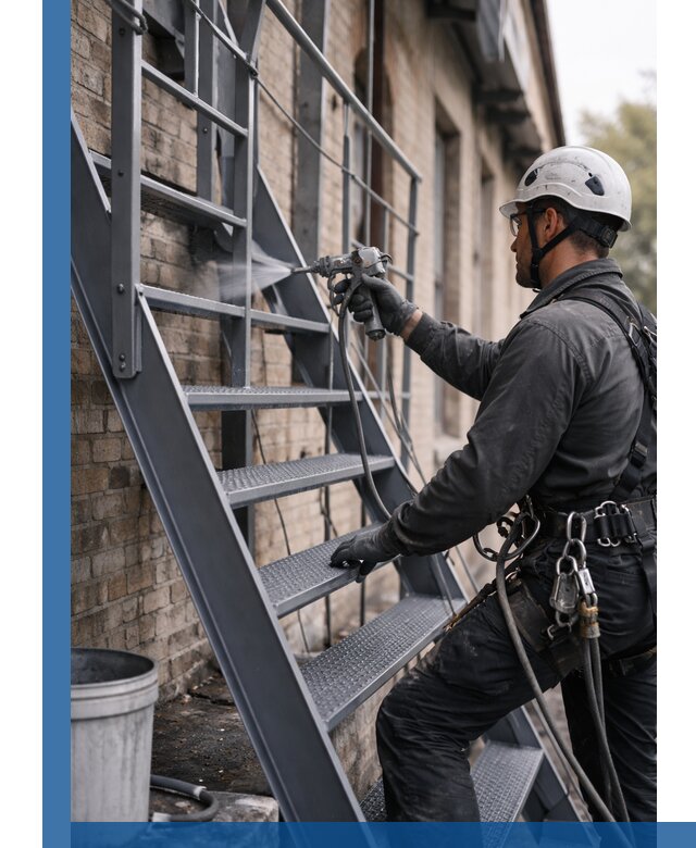 Покраска и антикоррозионная защита пожарных лестниц в Сарове