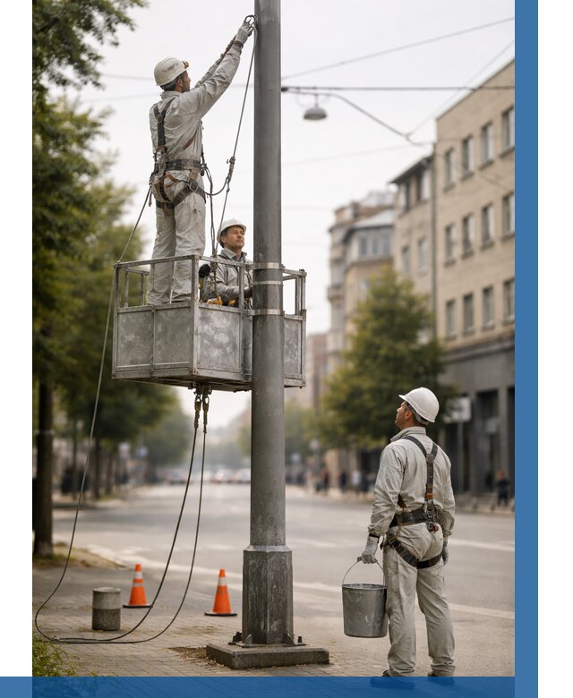 Покраска опор освещения в Сарове от 5208 р. | ВЫСОТНИК-Сро