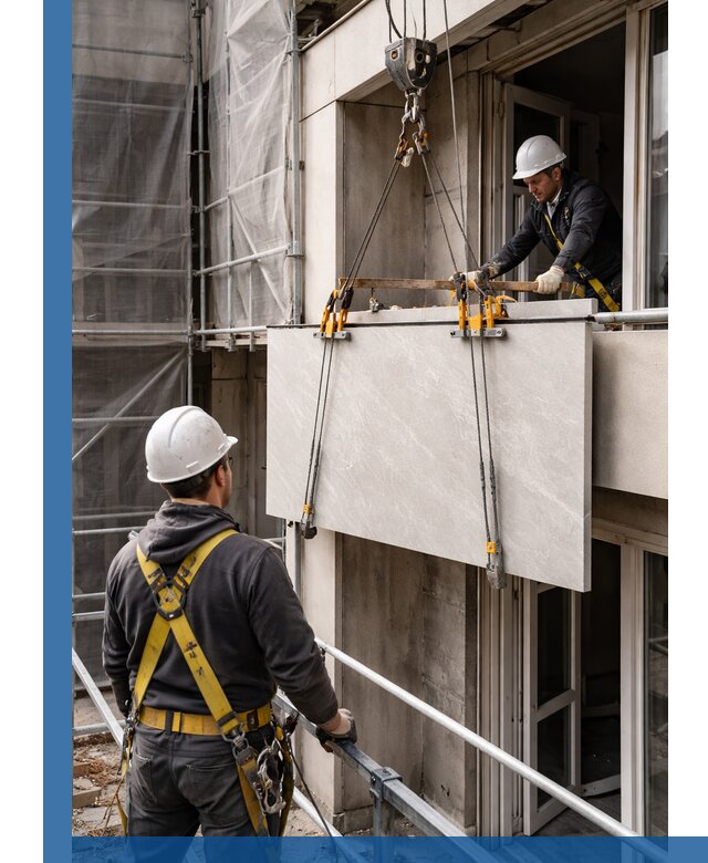 Подъем керамогранита на этаж в Сарове грузчиками и техникой