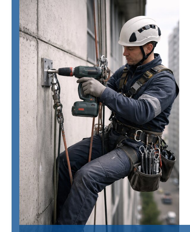 Установка анкерных точек для высотных работ в Сарове