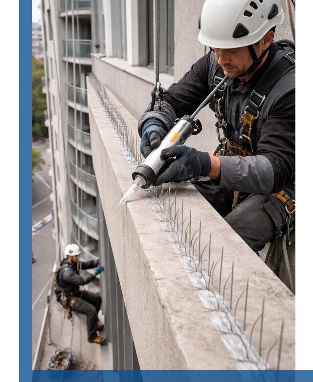 Установка шипов от птиц на фасадах и кровлях в Сарове